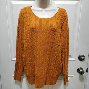 St John's Bay Cable Knit Mustard Sweater Size 1X
